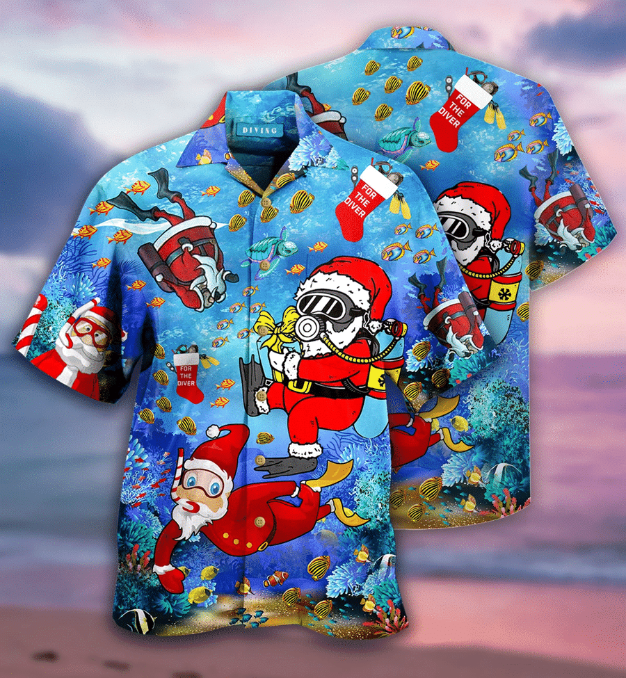 Shop Hawaiian Aloha Shirts Christmas Santa Claus Dives Dh{Size}