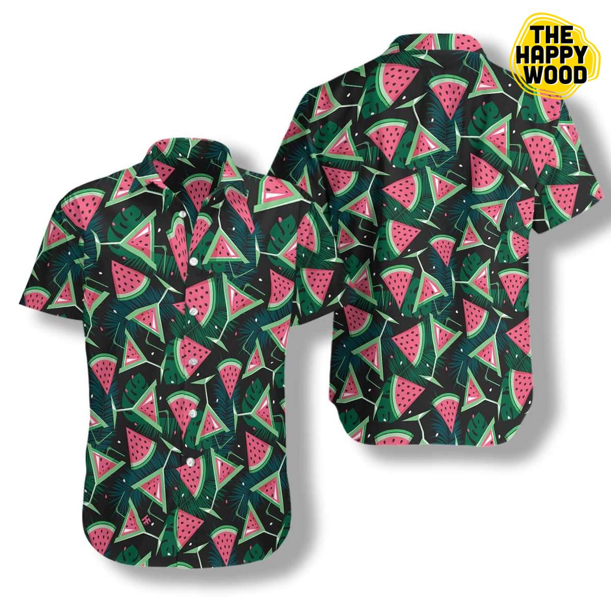 Watermelon Slices Cocktails Hawaiian Hawaii Shirt{Size}