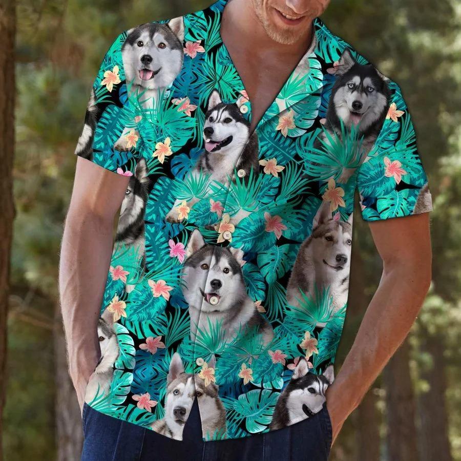 Siberian Husky Tropical Hawaiian Shirt | Unisex | Full Size | Adult | Colorful | Hw1560{Size}