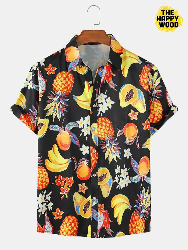 Tropical Fruit Print Hawaiian Hawaii Shirt{Size}