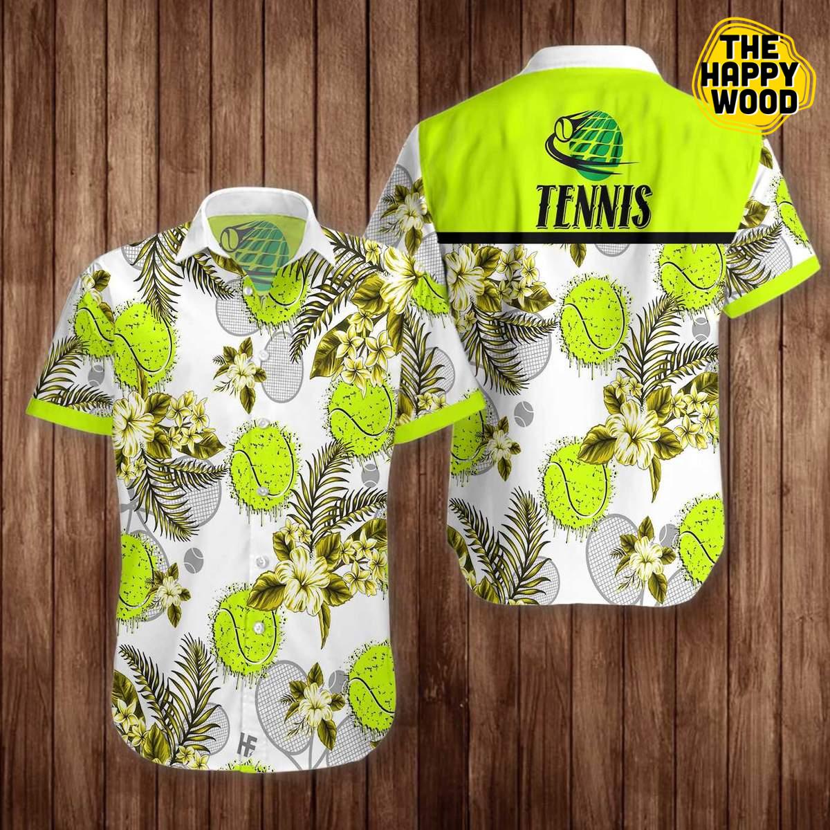 Tennis Ball And Racket Seamless Pattern Hawaiian Hawaii Shirt{Size}