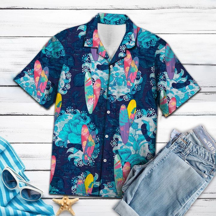 Surfboard Flower Mandala Hawaiian Shirt For Men With Vibrant Colors And Textures{Size}