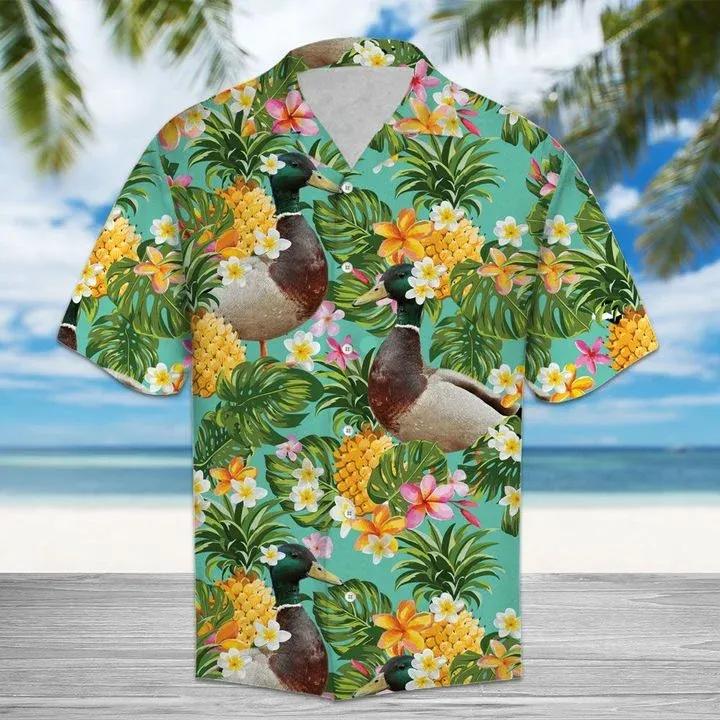 Tropical Pineapple Duck 3D Hawaiian Shirt For Men With Vibrant Colors And Textures{Size}