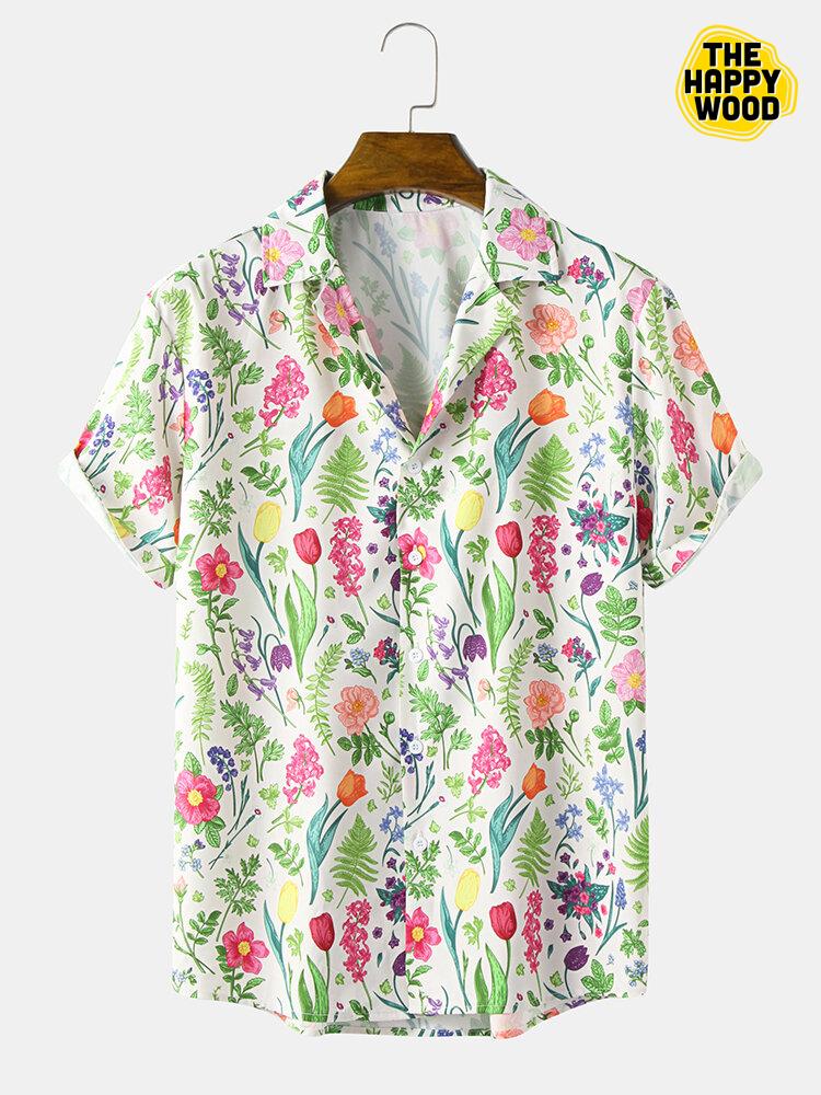 Tropical Plants Print Hawaiian Hawaii Shirt{Size}