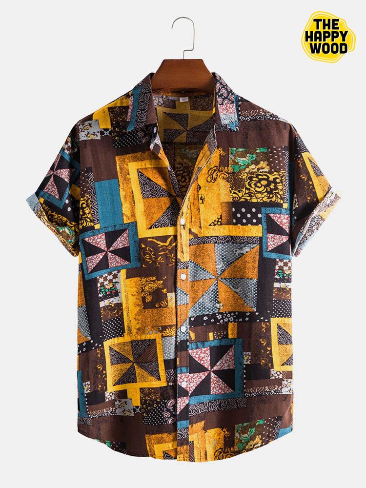 Vintage Geo Pattern Hawaiian Hawaii Shirt{Size}