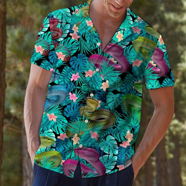 Snake Tropica 3D Hawaiian Shirt For Men With Vibrant Colors And Textures{Size}