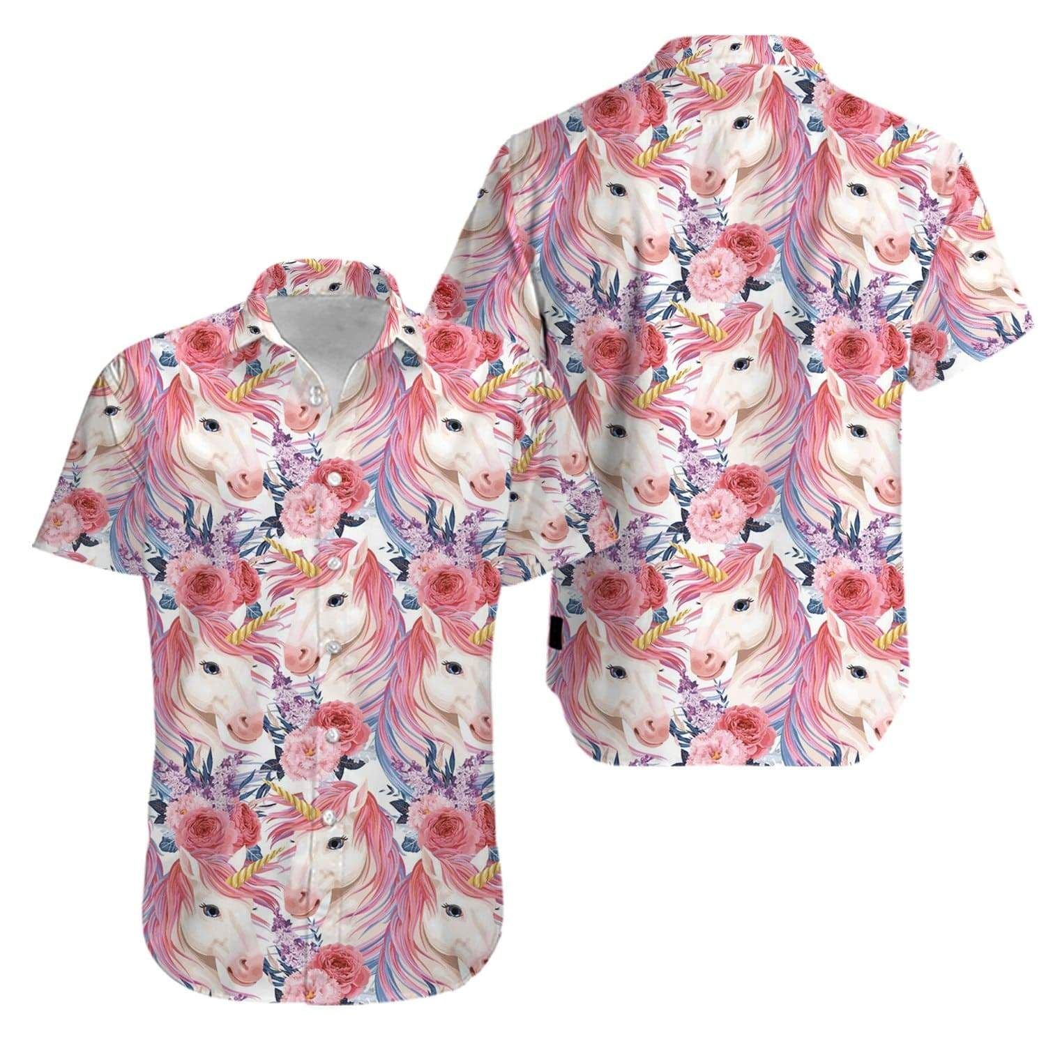 Unicorn Flower Magical Aloha Hawaiian Shirts V{Size}