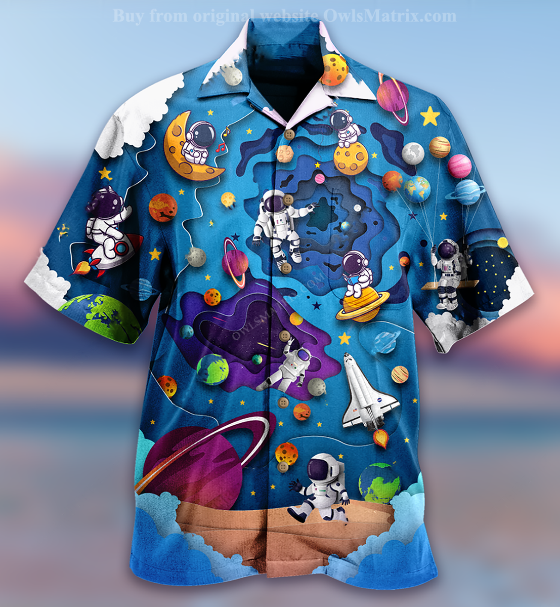 Spaceship Fly To Galaxy - Hawaiian Shirt{Size}