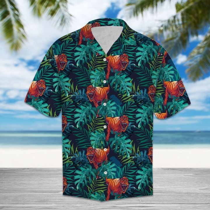 Tropical T-Rex Hawaiian Shirt Summer Button Up Shirt For Men Latest Shirt 2020{Size}