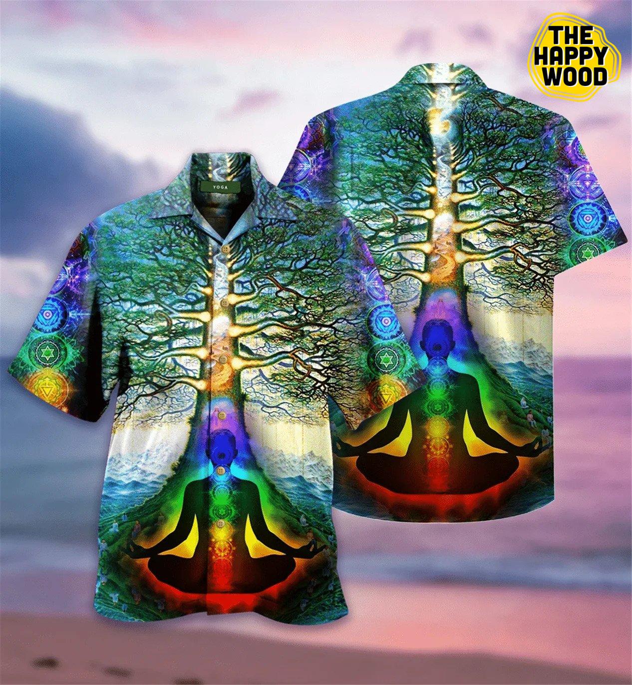 Yoga Leaves 3D Hawaiian Hawaii Shirt{Size}