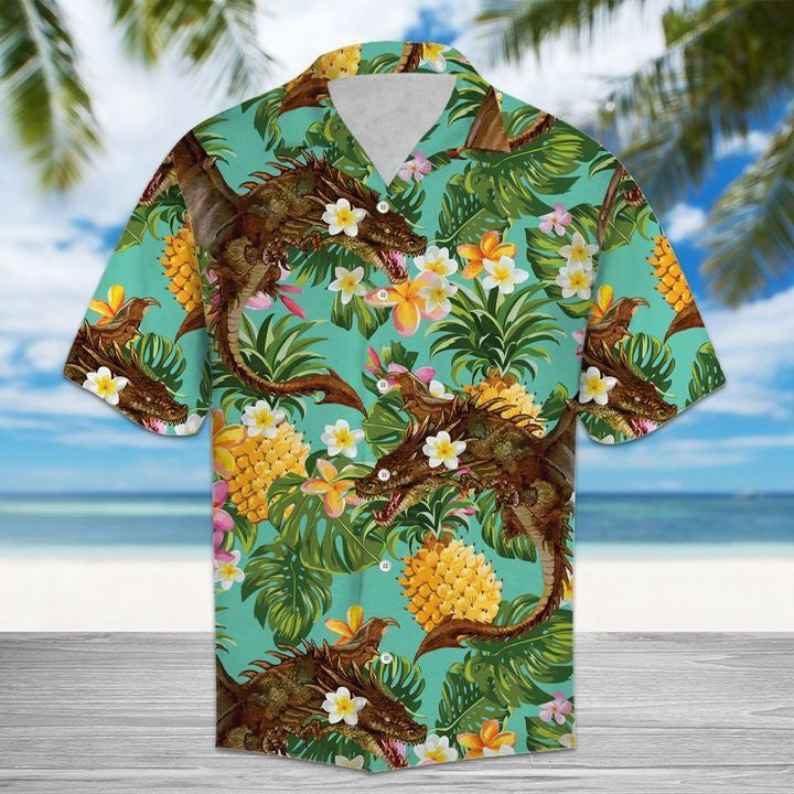 Tropical Pineapple Dragon 3D Hawaiian Shirt For Men With Vibrant Colors And Textures{Size}