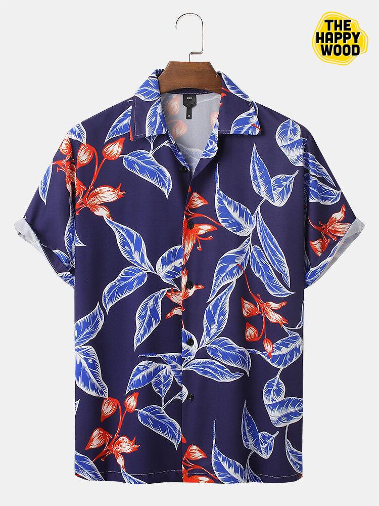 Tropical Plant Leaf Print Hawaiian Hawaii Shirt{Size}