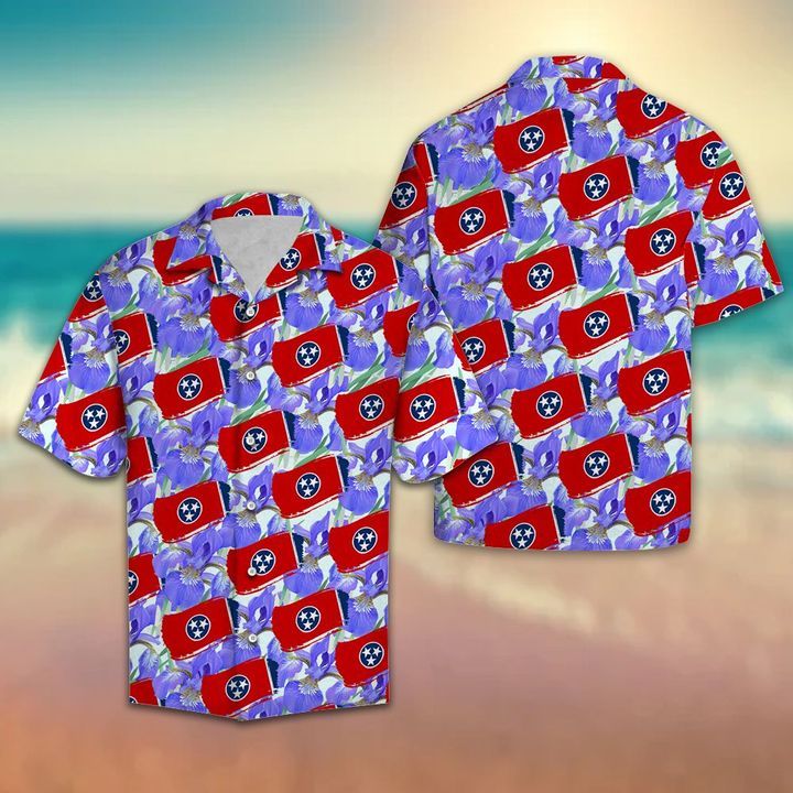 Tennessee Iris 3D Hawaiian Shirt For Men With Vibrant Colors And Textures{Size}