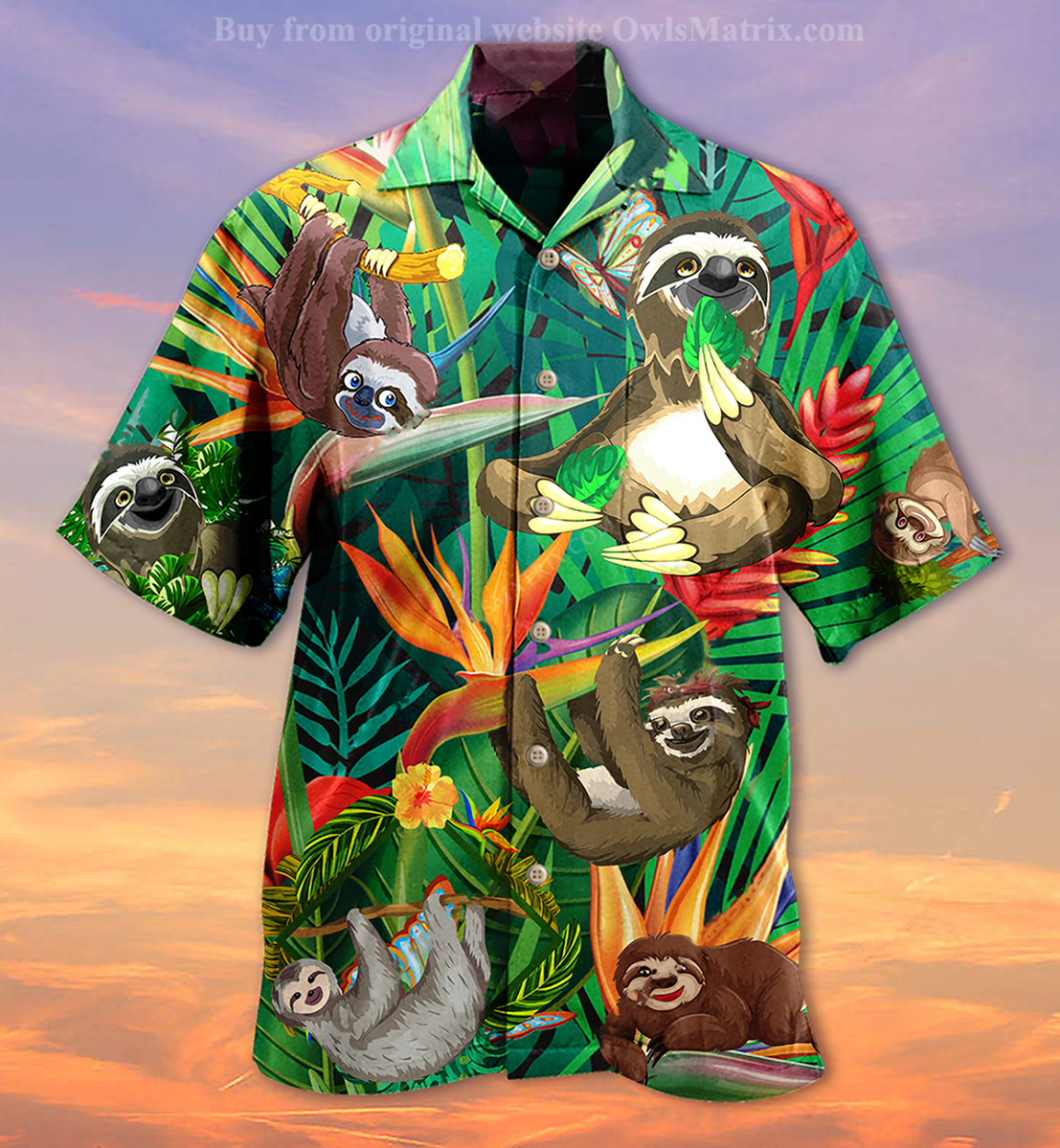 Sloth Happiness All Day - Hawaiian Shirt{Size}