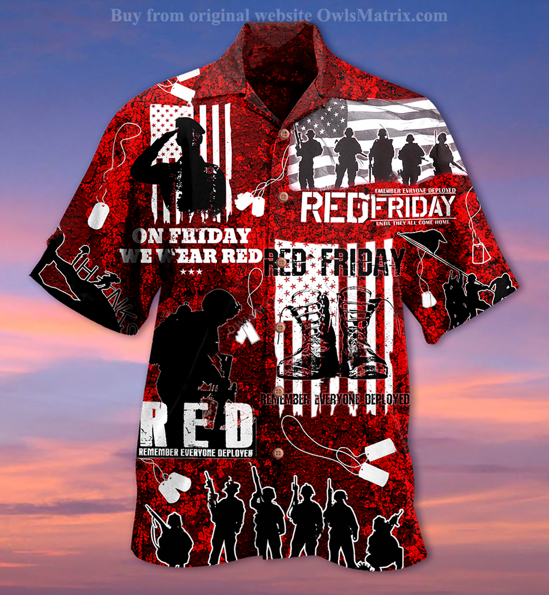 Veteran Red Friday - Hawaiian Shirt{Size}