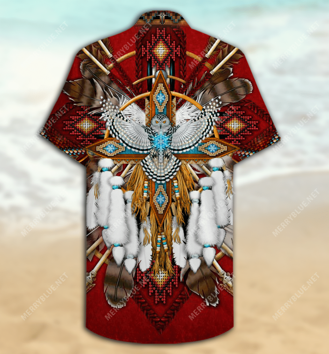 Shop Native American Owl Unisex Hawaiian Shirt{Size}