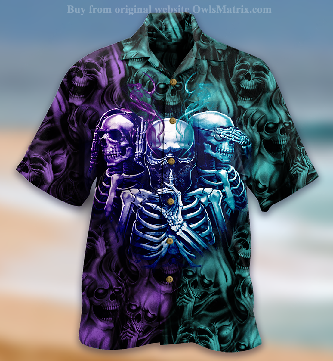 Skull Neither Hear Nor See - Hawaiian Shirt{Size}