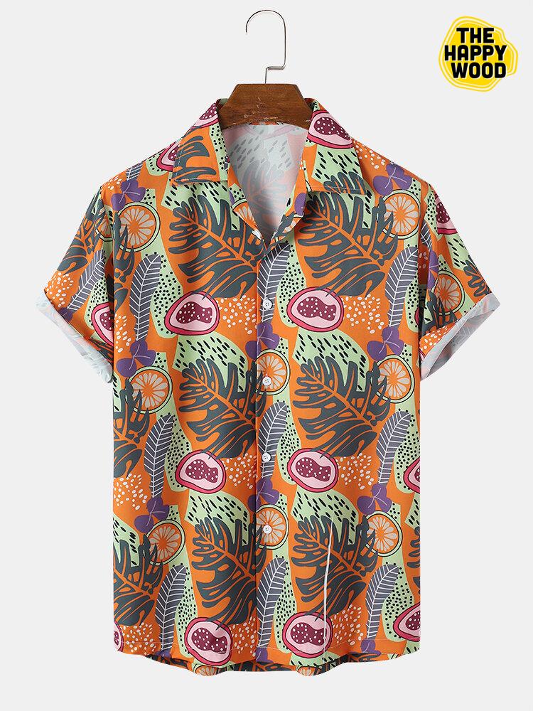 Tropical Leaves Print Hawaiian Hawaii Shirt{Size}