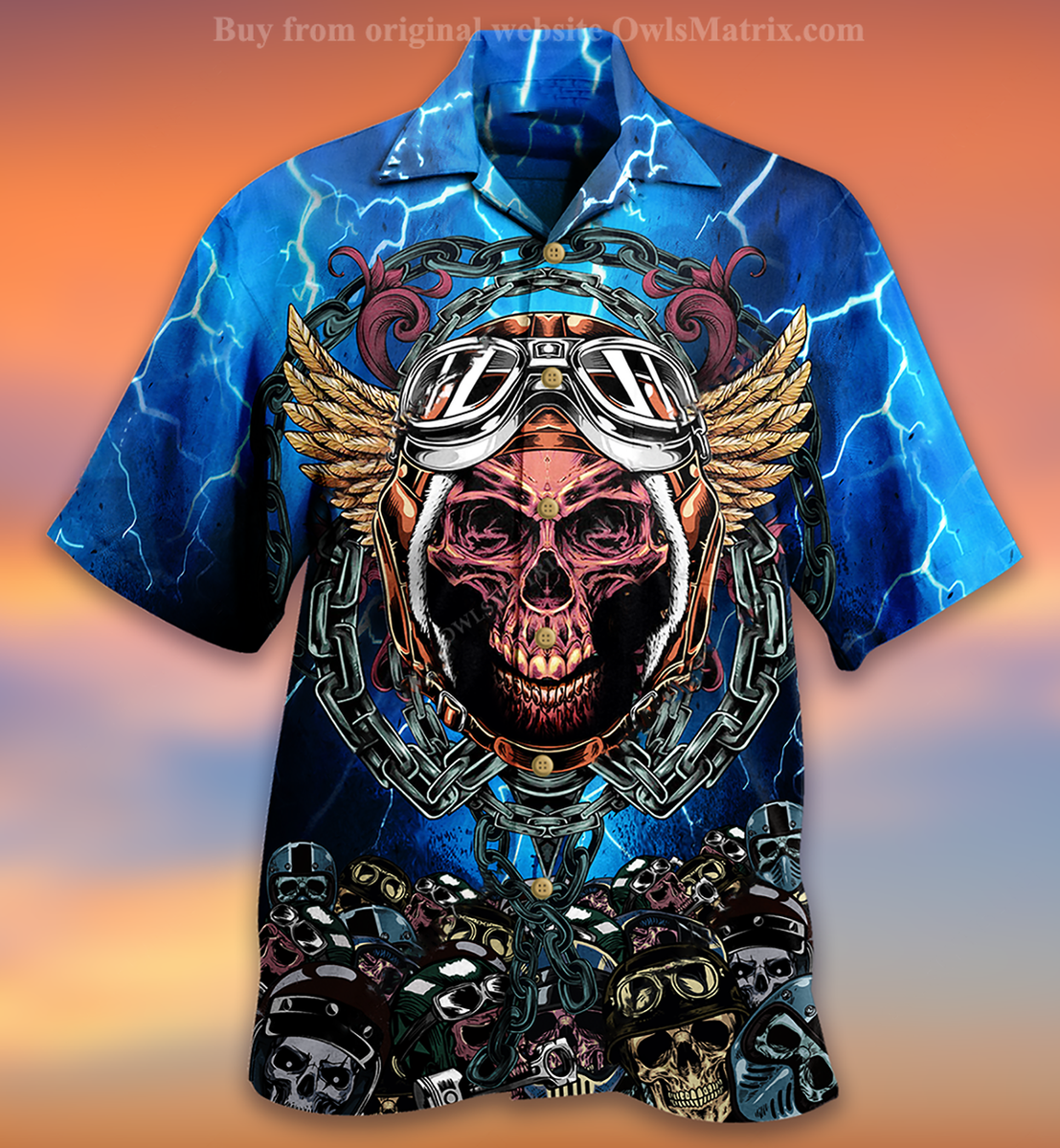 Skull And Helmet Style - Hawaiian Shirt{Size}