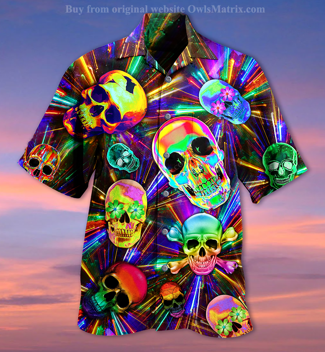 Skull Smile Happy And Fullcolor - Hawaiian Shirt{Size}