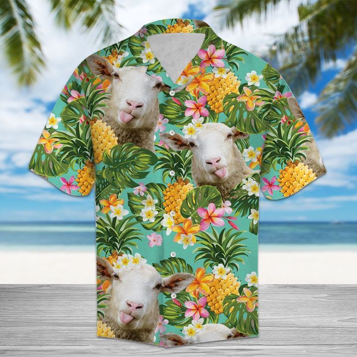 Tropical Pineapple Sheep 3D Hawaiian Shirt For Men With Vibrant Colors And Textures{Size}