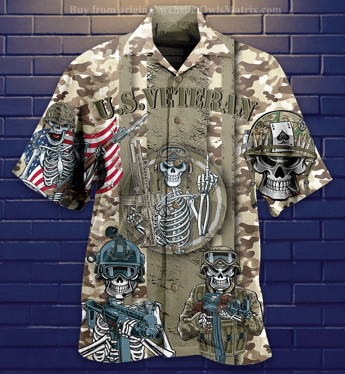 Veteran US Skull Style - Hawaiian Shirt{Size}