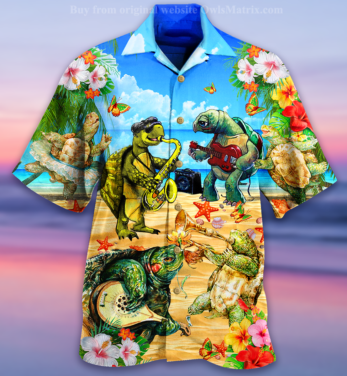 Turtle Loves Music Everyday - Hawaiian Shirt{Size}