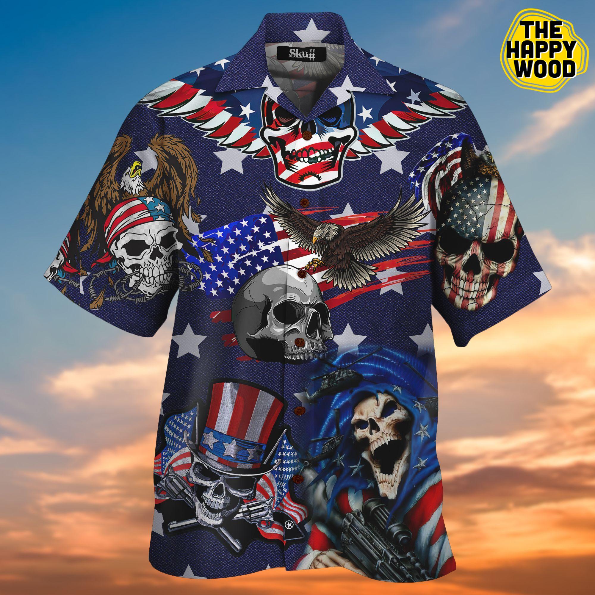 Skull Flag 3D Hawaiian Hawaii Shirt{Size}