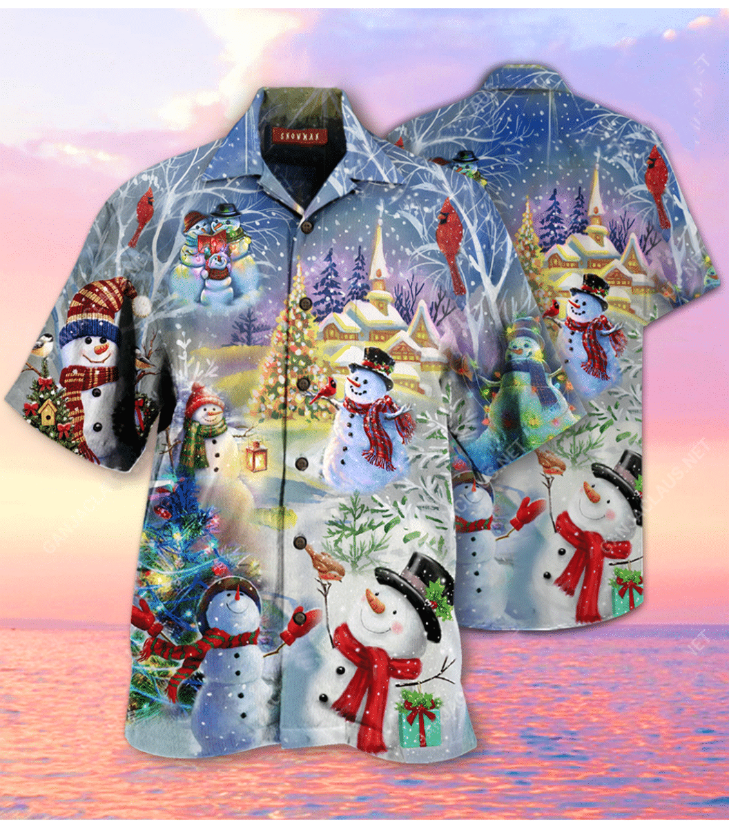 Shop Amazing Christmas Snowman Unisex Hawaiian Shirt 3Png{Size}