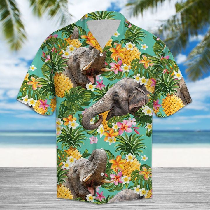 Tropical Pineapple Elephant 3D Hawaiian Shirt For Men With Vibrant Colors And Textures{Size}