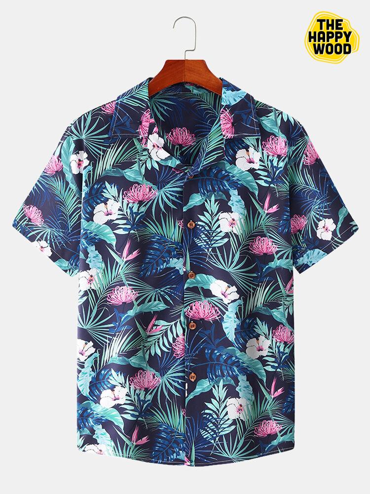 Tropical Floral Print Hawaiian Hawaii Shirt{Size}