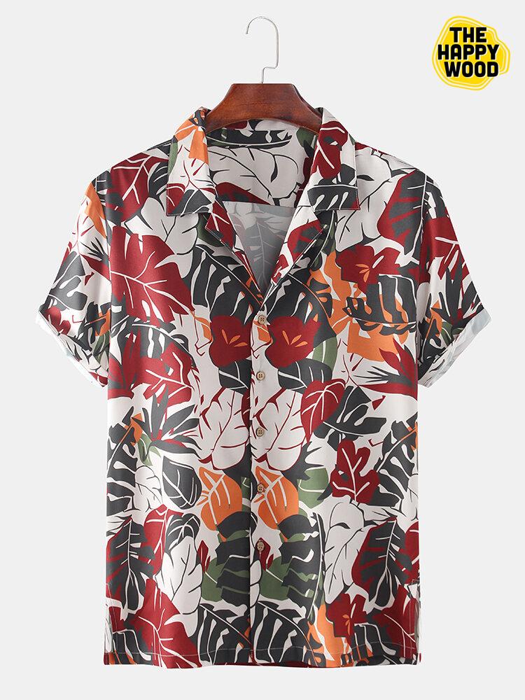 Tropical Plant Leaves Printed Hawaiian Hawaii Shirt{Size}