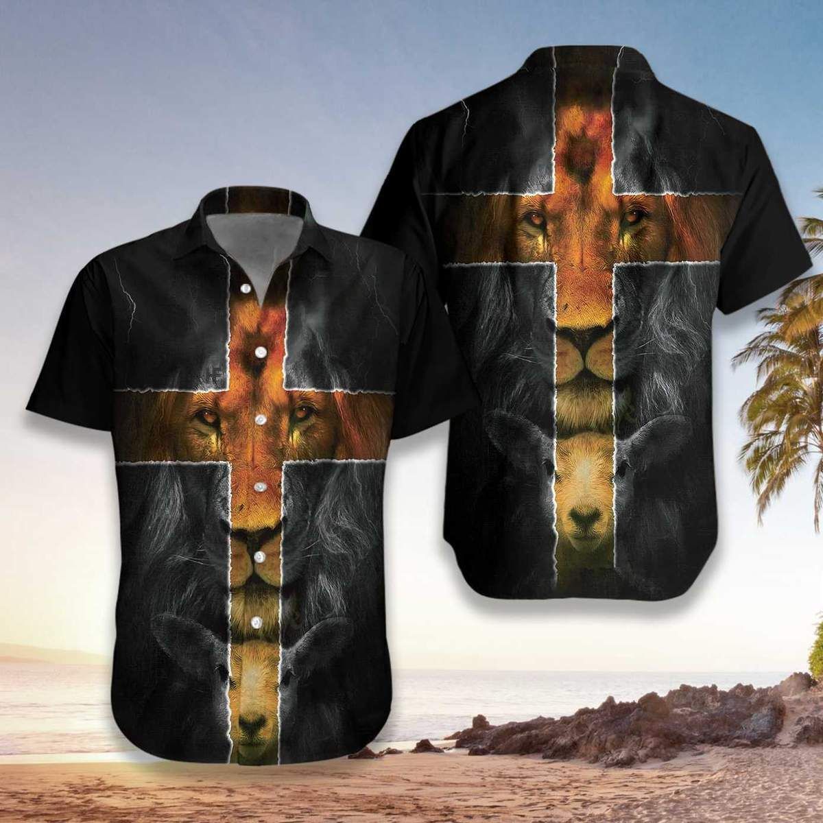 Shop Hawaiian Aloha Shirts Amazing Jesus Lion And Lamb{Size}