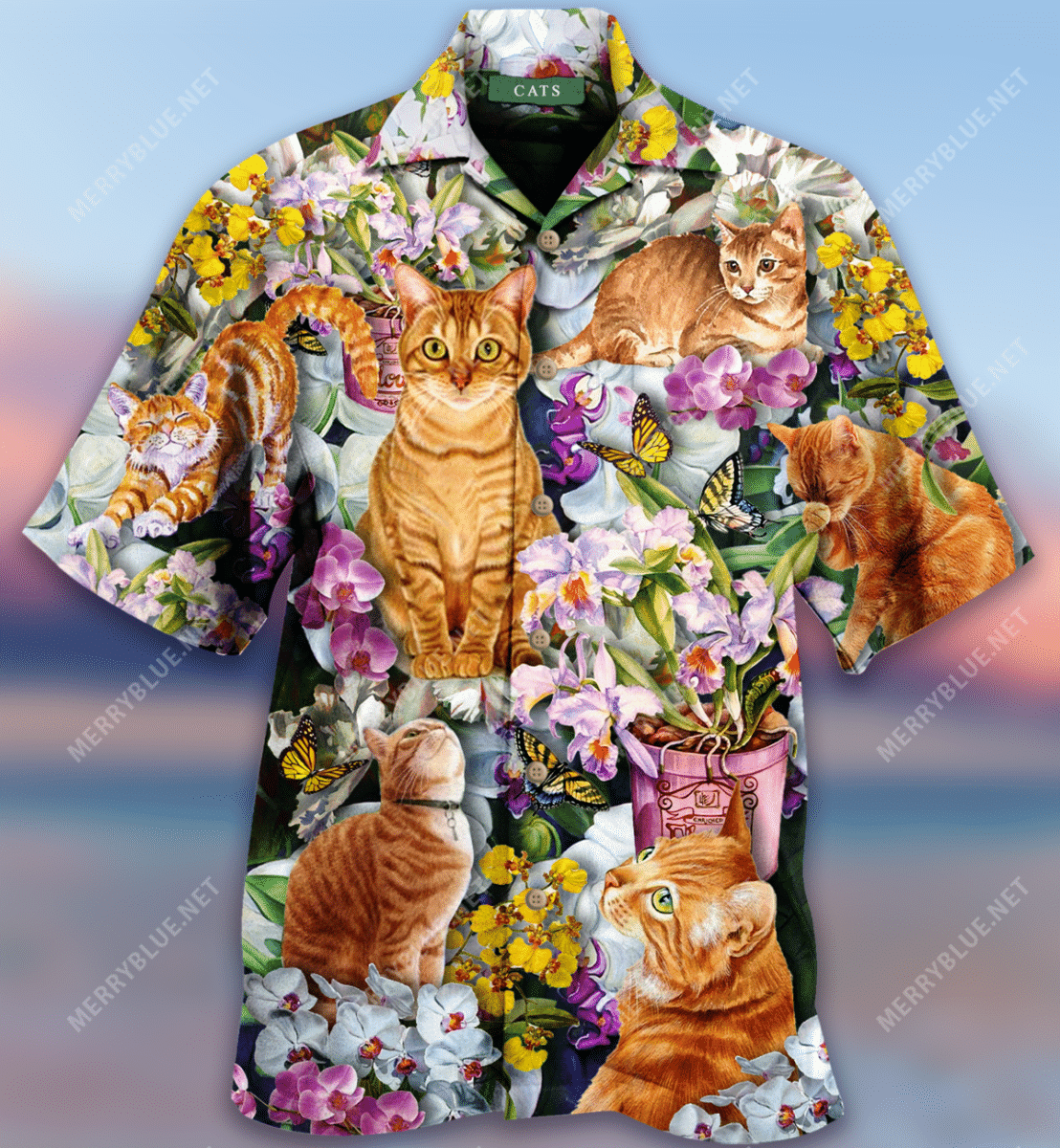 Shop Cats And Queen Of Flower Unisex Hawaiian Shirt{Size}