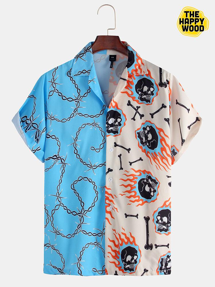 Skull & Chain Pattern Printed Hawaiian Hawaii Shirt{Size}