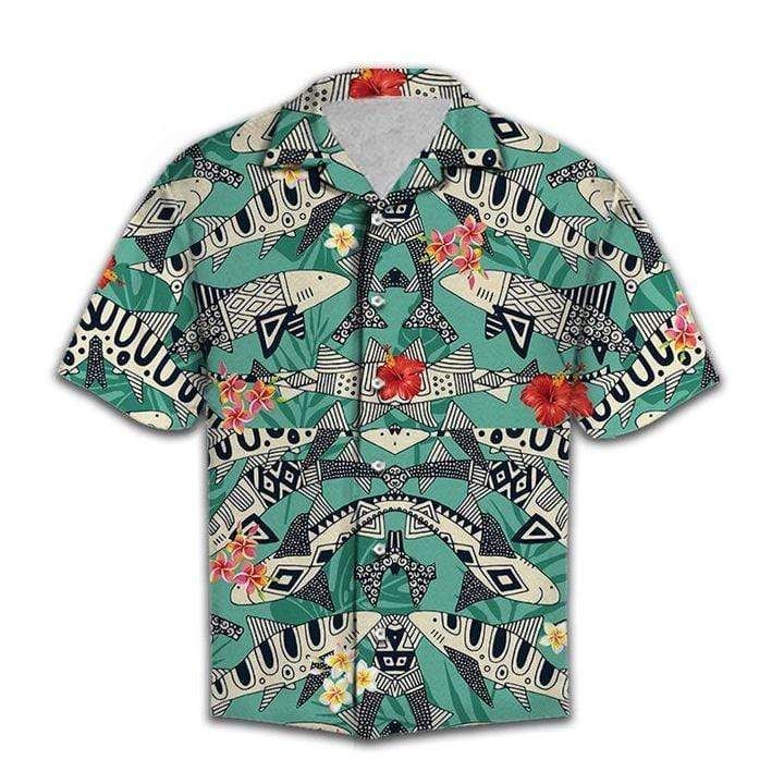 Shop Retro Shark Party Tropical Hawaiian Aloha Shirts H{Size}