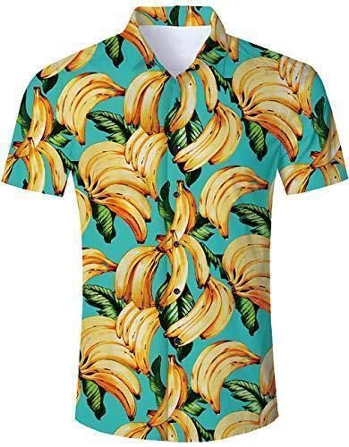 Shop Mens Hawaiian Shirt Green Banana{Size}