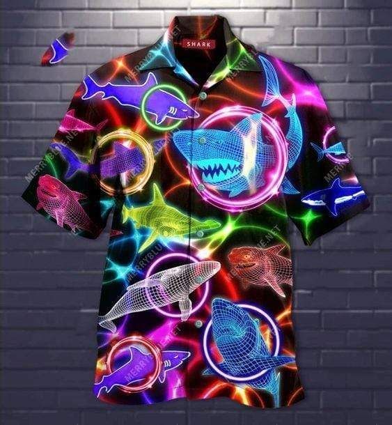 Shop Hawaiian Aloha Shirts Glowing Shark{Size}