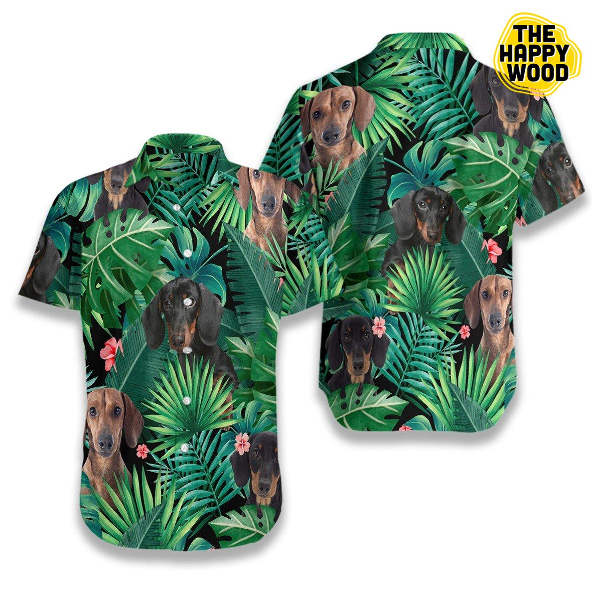 Tropical Dachshund Hawaiian Hawaii Shirt{Size}