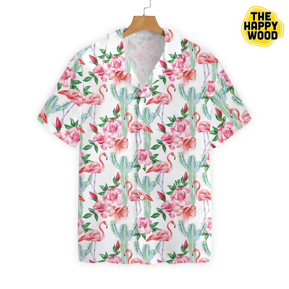 Tropical Flamingo Hawaiian Hawaii Shirt{Size}