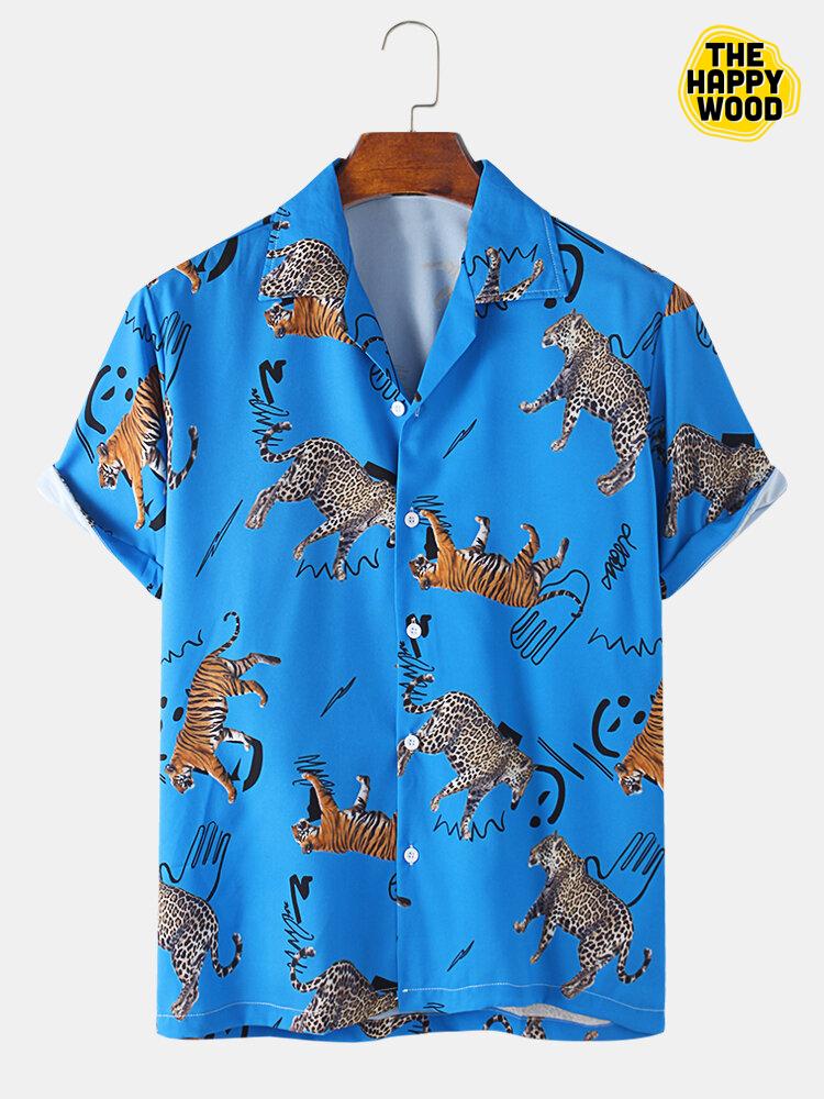 Tiger Print Hawaiian Hawaii Shirt{Size}