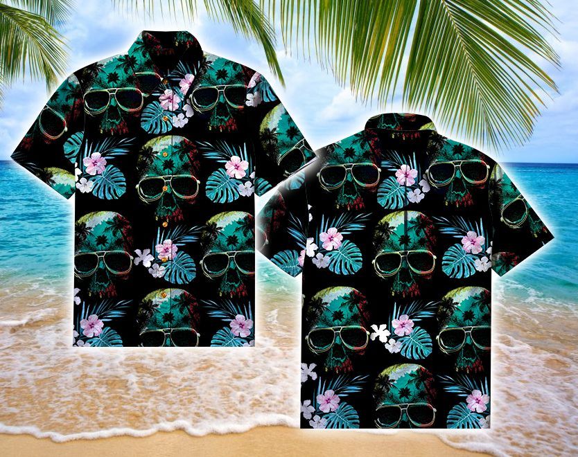 Skull Cool Tropical Full Hawaiian Shirts{Size}