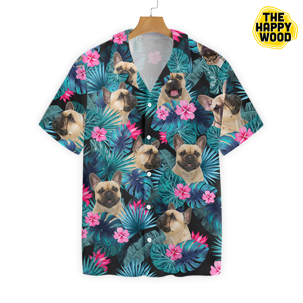 Tropical French Bulldog Hawaiian Hawaii Shirt{Size}