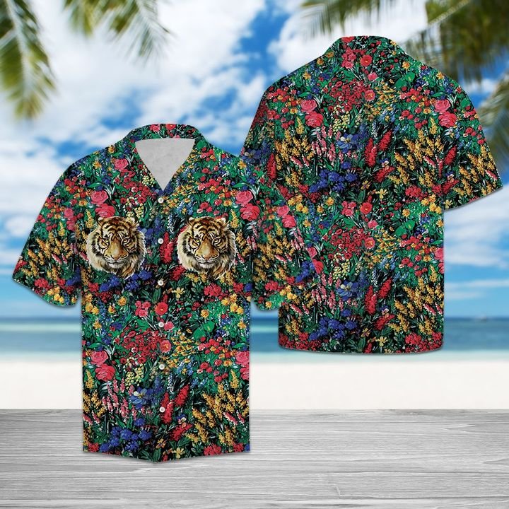 Tiger Flowers Hawaiian Shirt Summer Button Up Shirt For Men Latest Shirt 2020{Size}