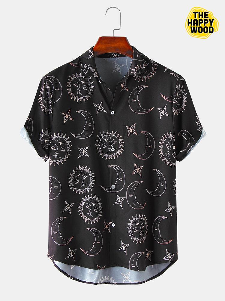 Sun & Planet Element Pattern Print Hawaiian Hawaii Shirt{Size}