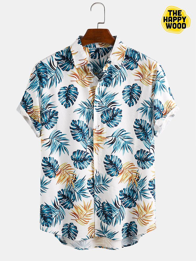 Tropical Plant & Leaf Ethnic Floral Printed Hawaiian Hawaii Shirt{Size}