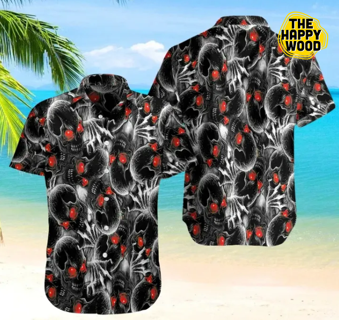 Skull Red Hawaiian Hawaii Shirt{Size}