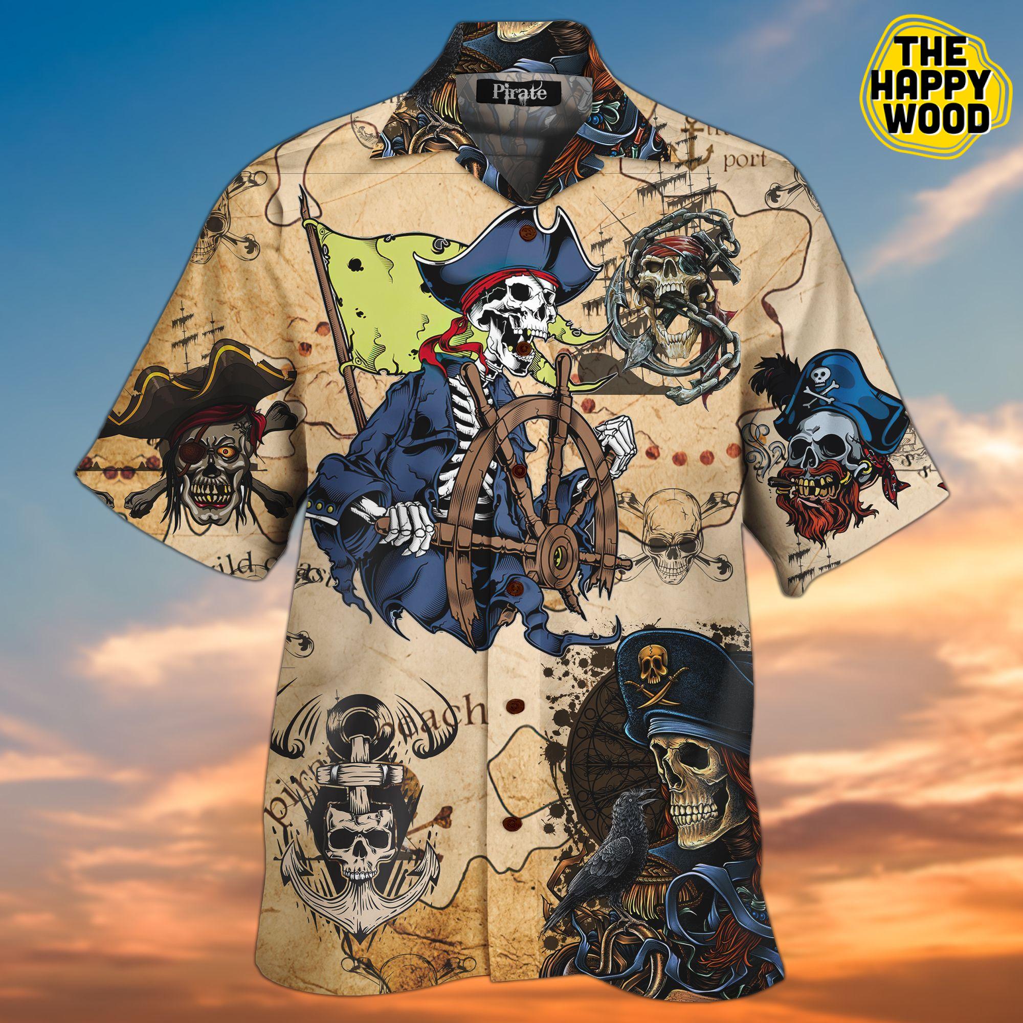 Skull Pirate 3D Hawaiian Hawaii Shirt{Size}