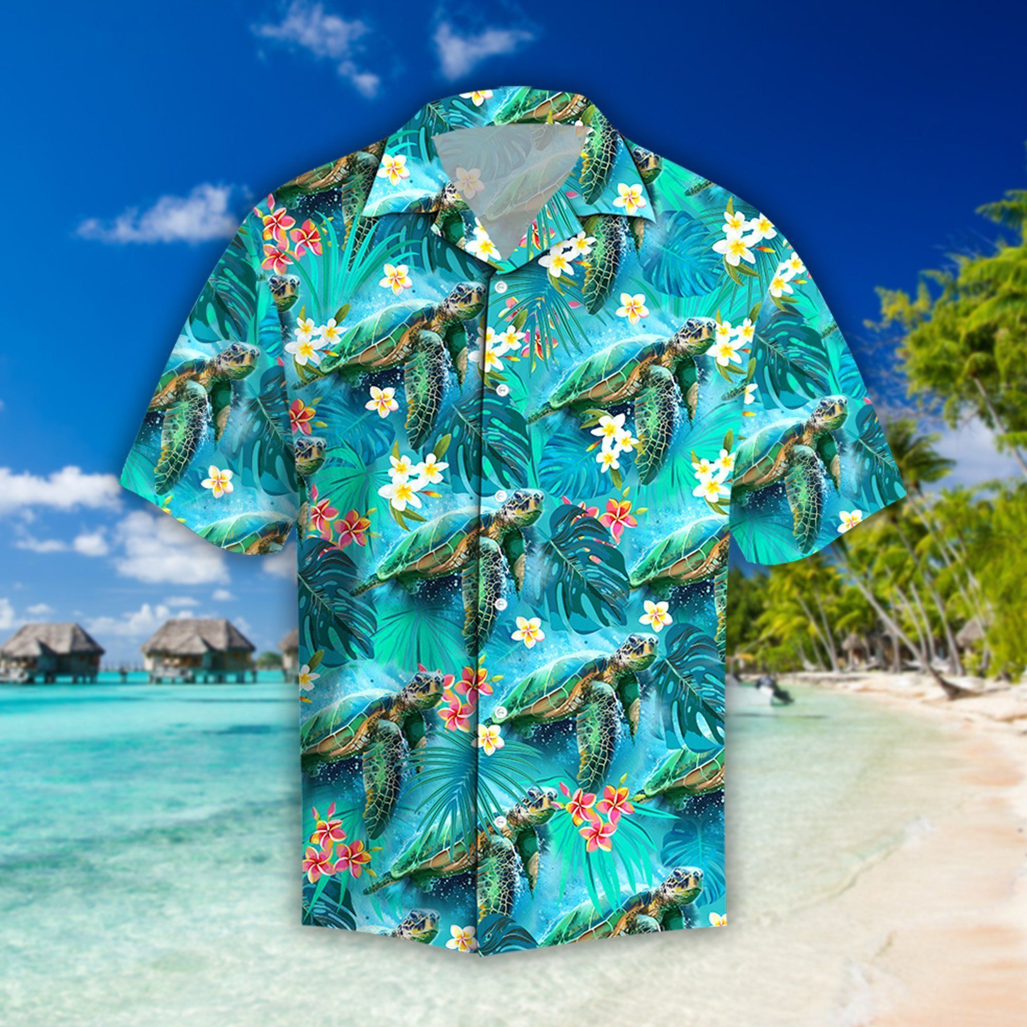 Shop Beautiful Tropical Turtles Hawaiian Shirt{Size}