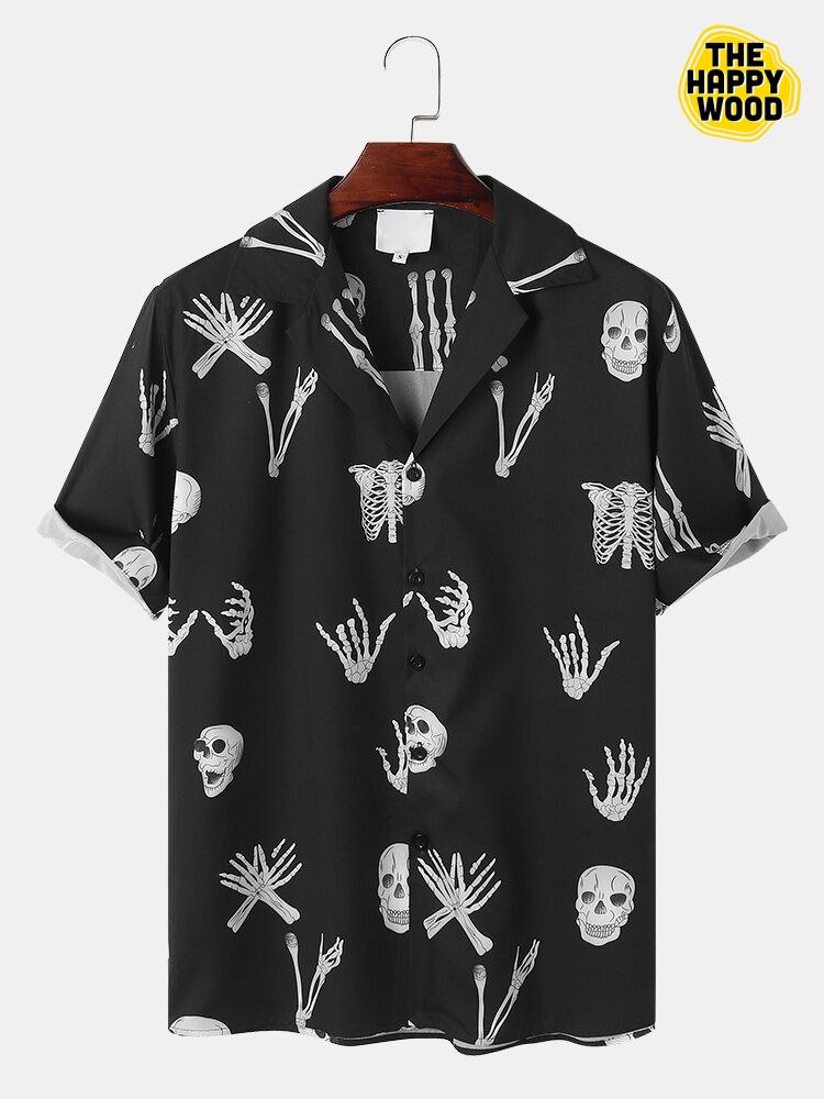 Skull Skeleton Print Hawaiian Hawaii Shirt{Size}